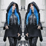 Halloween Cosplay Hoodie Women's Punk Black Long Hooded Printed Sweater