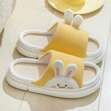 Cute Rabbit Slippers Linen House Shoes For Women