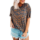 Summer New Women's Tops Leopard Lip Print Round Neck Short Sleeve T-Shirt