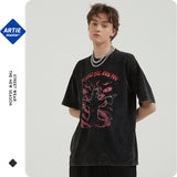 Men's New Heavy Street Retro T-Shirt Street Tide Round Neck Edging Short-Sleeved T-Shirt Men And Women Couple