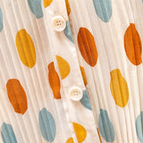 150Kg Plus Size Women's Bust 150 Summer Loose V-Neck Long-Sleeved Polka Dot Sunscreen Shirt Black Apricot 5XL 6XL