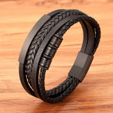 XQNI Fashion New Style Hand-woven Multi-layer Combination Accessory Stainless Steel Men's Leather Bracelet Classic Gift Big Sale