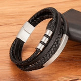 XQNI Fashion New Style Hand-woven Multi-layer Combination Accessory Stainless Steel Men's Leather Bracelet Classic Gift Big Sale