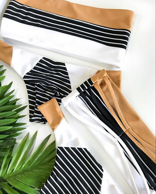 0600~SWIM Striped Bikini Bra