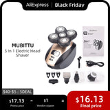 5 In 1 4D Men's Rechargeable Bald Head Electric Shaver 5 Floating Heads Beard Nose Ear Hair Trimmer Razor Clipper Facial Brush