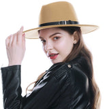 WELROG Black Red Fedora Hats For Women Imitation Wool Fedoras Panama Felt Hat Winter Men Jazz Hats Trilby Chapeau Femme Caps - shop.livefree.co.uk