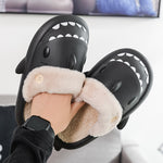 Winter Shark Shoes House Slippers With Button EVA Couple Slippers