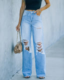 Women's Jeans Ripped Wide Leg Pants