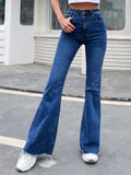 Wide Leg Elastic Stitching Denim Durable And Comfortable