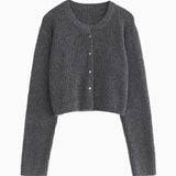 Autumn New Simple Round Neck Knitted Cardigan Soft And Sticky