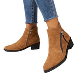 Women's Suede Rubber Cloth Fashion Boots Chunky Heel Booties