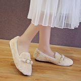 Plush pearl hair shoes