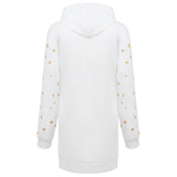 Christmas hot sale printed mid-length pocket hooded long-sleeved sweater