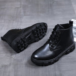 Fashion Pu Leather Round Toe Black Boots Short Boots