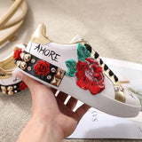 Love Leather White Shoes Women Casual Single Shoes