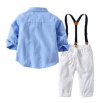 Boys Gentleman Bib Pant Suit Long Sleeve Bow Tie