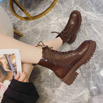 Thin Side Zip Platform Thick Heel British Fan Boots For Women