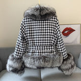 Fur Coat Women's Short Houndstooth Fur Collar Silver Fox Fur Jacket