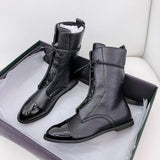 Martin Female Knee-high Black Motorcycle Handsome Chunky Heel