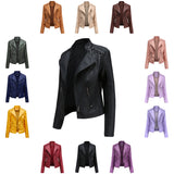 Slim Fit Thin Leather Coat Women's Motorcycle Clothing