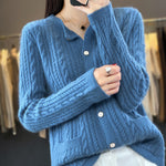 Slimming Jacquard Warm Wool Knit Cardigan Outerwear Top