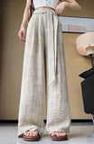 Ice Silk Tie-dyed Linen High-waisted Wide-leg Pants