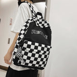 Ins Trendy Cool Plaid Student Backpack