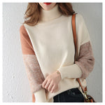 Women's Loose High Neck Contrasting Sweater