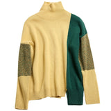 Women's Loose High Neck Contrasting Sweater