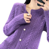 Slimming Jacquard Warm Wool Knit Cardigan Outerwear Top