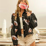 Fashion Corduroy Jacket Fashion Rugby Print Baseball Jacket Autumn And Winter Tops Clothes For Women