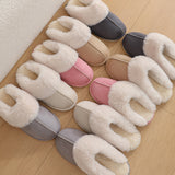 Winter Warm Plush Home Slippers Indoor Fur Slippers Women Soft Lined Cotton Shoes Comfy Non-Slip Bedroom Fuzzy House Shoes Women Couple