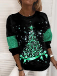 Christmas Tree Printing Personality Simple Long Sleeve Crew Neck Sweater