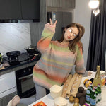 Soft Glutinous Rainbow Sweater For Women