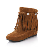 Height Increasing Insole Tassel Plus Size Short Boots