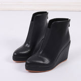 Heel Platform High Heel Pointed-toe Fashion Ankle Boots Black