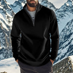 Men's Sweater Zipped Stand Collar Fleece-lined