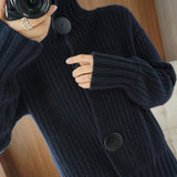 Retro Wool Cardigan Women's Short Long Sleeve Korean Style