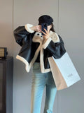 Eco-leather Inner Wool Grain Leather Grass Coat