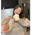 Soft Glutinous Rainbow Sweater For Women