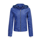 Women's Clothing Fleece-lined Thickened Leather Coat Hooded