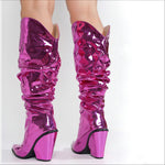 Large Tube Comfortable Metal Iron Plate Colorful Wedge Boots