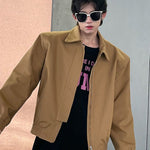 Brown Lapel Jacket Coat For Women