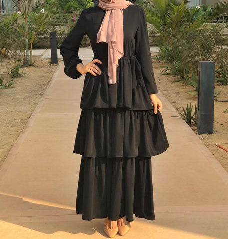 Layered black abaya.
