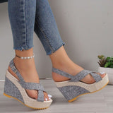 Women's Platform Wedge Sandals Plus Size Denim