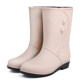 Fashion Velvet Padded Rain Boots Women Warm Knee-high Rain Boots