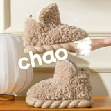 Winter Package Heeled Waterproof Home Indoor And Outdoor Wear Cute High Helper Cotton Slippers