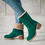 Mid-Tube Thick Heel Suede Snow Boots