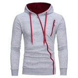 Diagonal Zipper Design Sweater Solid Color Hooded Sweater Men Clothes