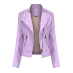 Slim Fit Thin Leather Coat Women's Motorcycle Clothing